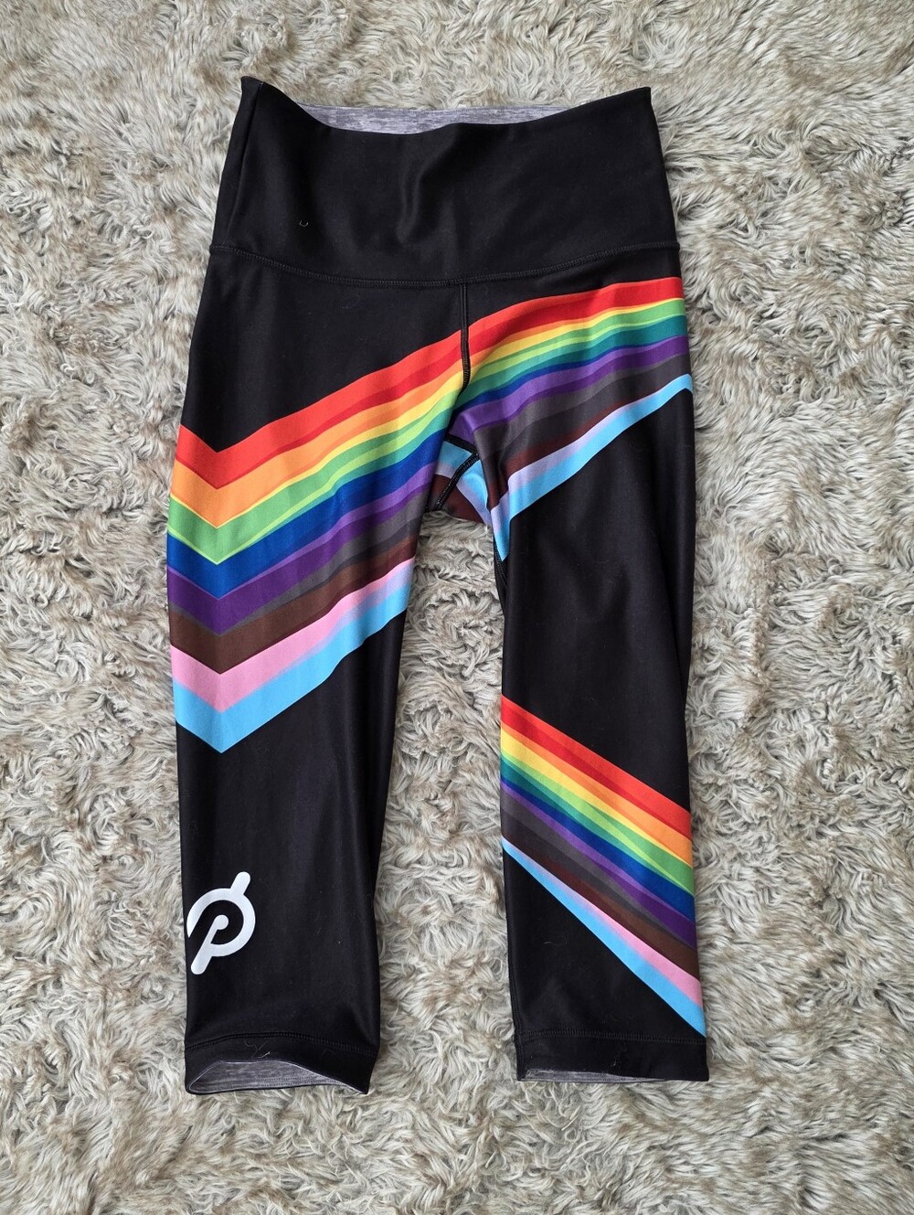 Peloton X WITH Wear It To Heart Black Capri Leggings with Rainbow